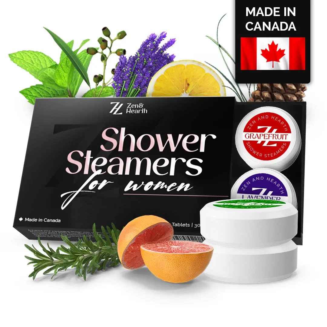 Zen & Hearth Shower Steamers Gift Set for Women – 6 Pack Natural Aromatherapy Shower Bombs for Self-Care and Relaxation