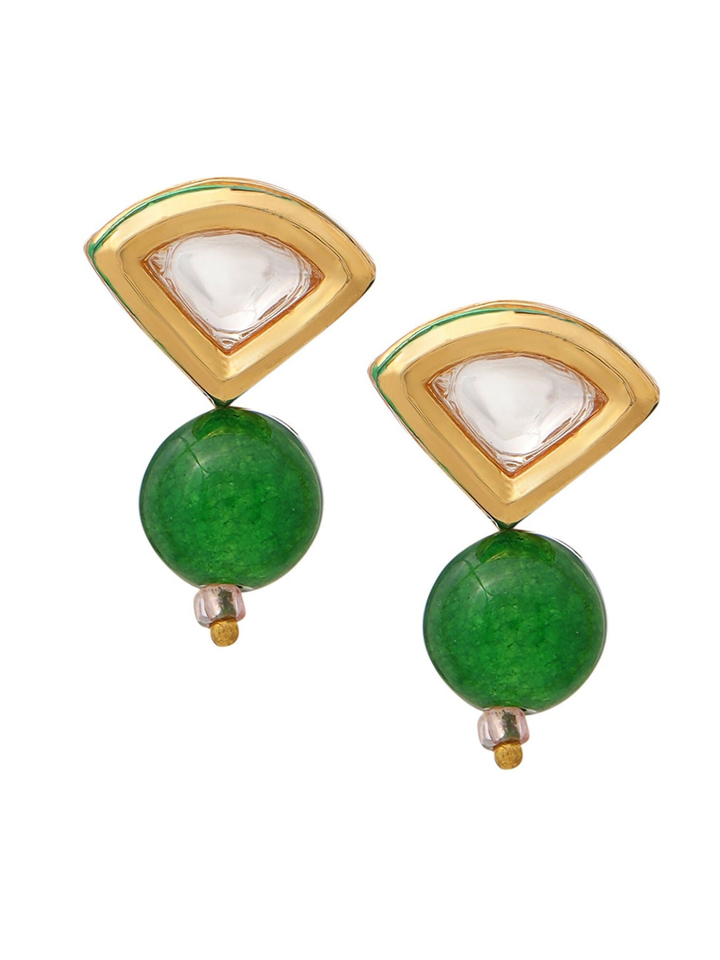 Ruby Raang Green Aventurine Kundan Studs