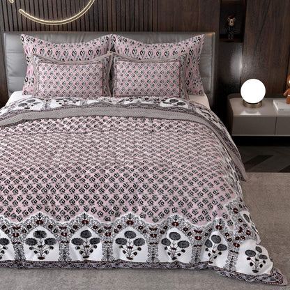 Brown Ethnic Motifs Cotton 220 TC Bedsheet With 2 Zipper Pillow Covers - King Size by House of Ree