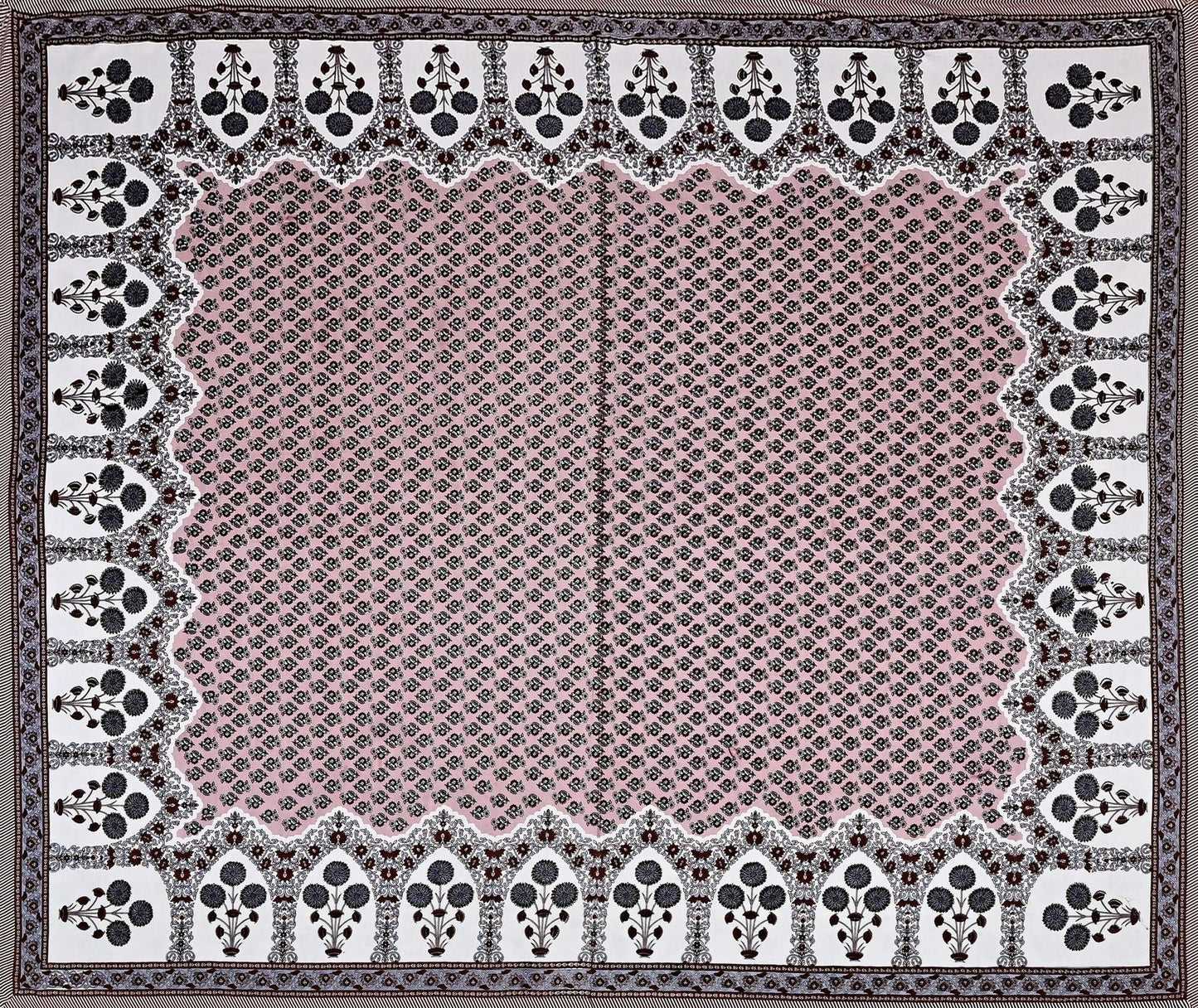 Brown Ethnic Motifs Cotton 220 TC Bedsheet With 2 Zipper Pillow Covers - King Size by House of Ree