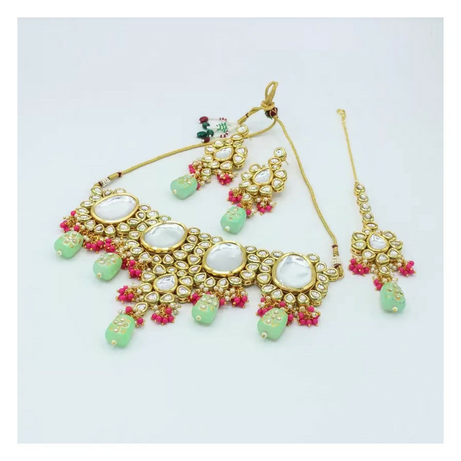 Joban Fashion Multicolor Kundan Work Necklace Set