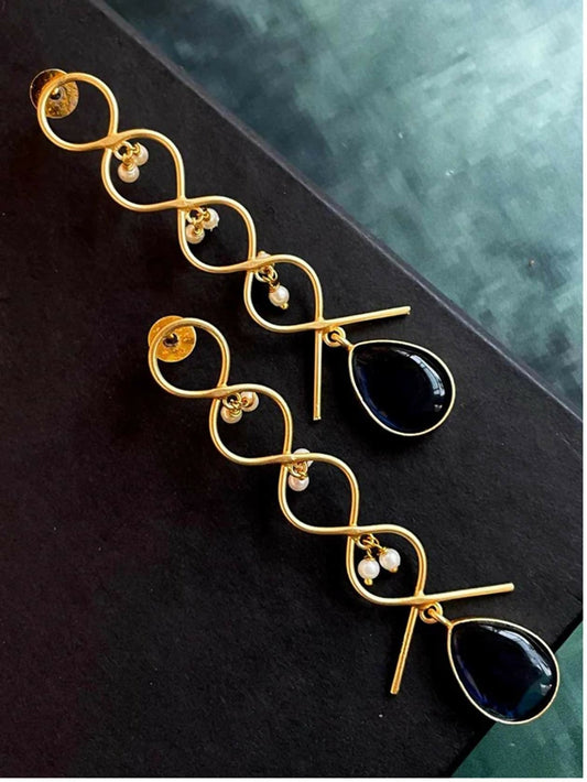 Joban Fashion Monalisa Stone Zigzag Golden Earring