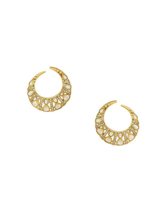 Moissanite Gold plated Round Earrings - Ruby Raang