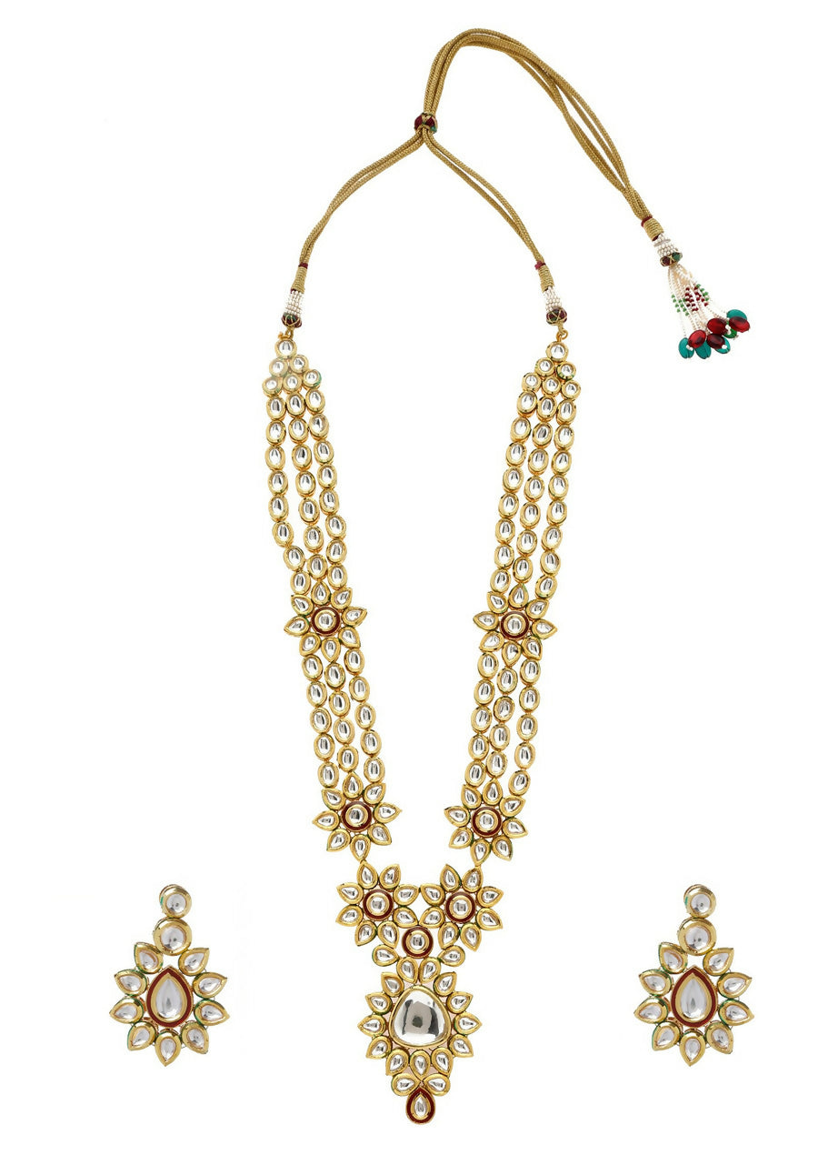Joban Fashion White Kundan Work Necklace Set