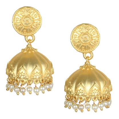 Joban Fashion Women Matte Gold Brass Jhumka