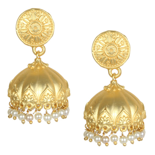 Joban Fashion Women Matte Gold Brass Jhumka