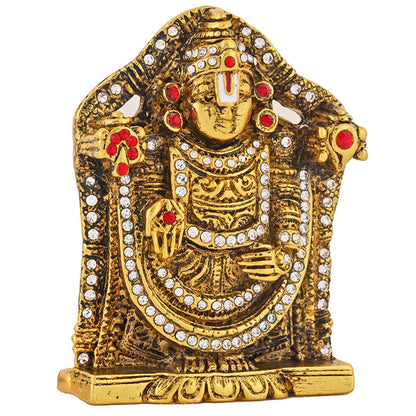 Estele Gold-Polished Lord Tirupati Balaji Idol Showpiece for Pooja Mandir/ Home Decorative
