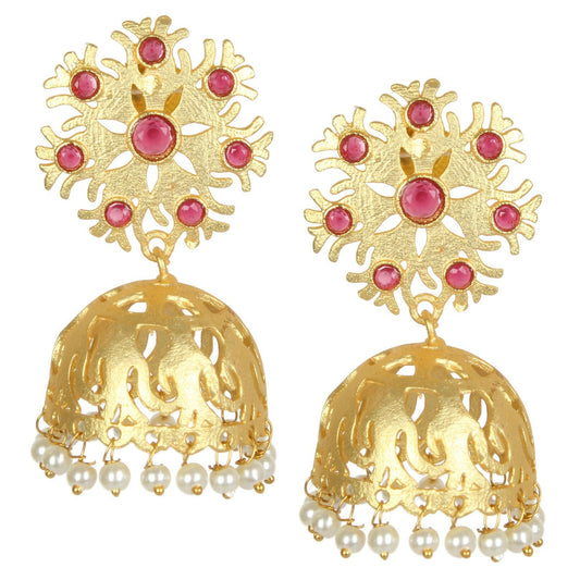 Joban Fashion Women Matte Gold Brass Jhumka