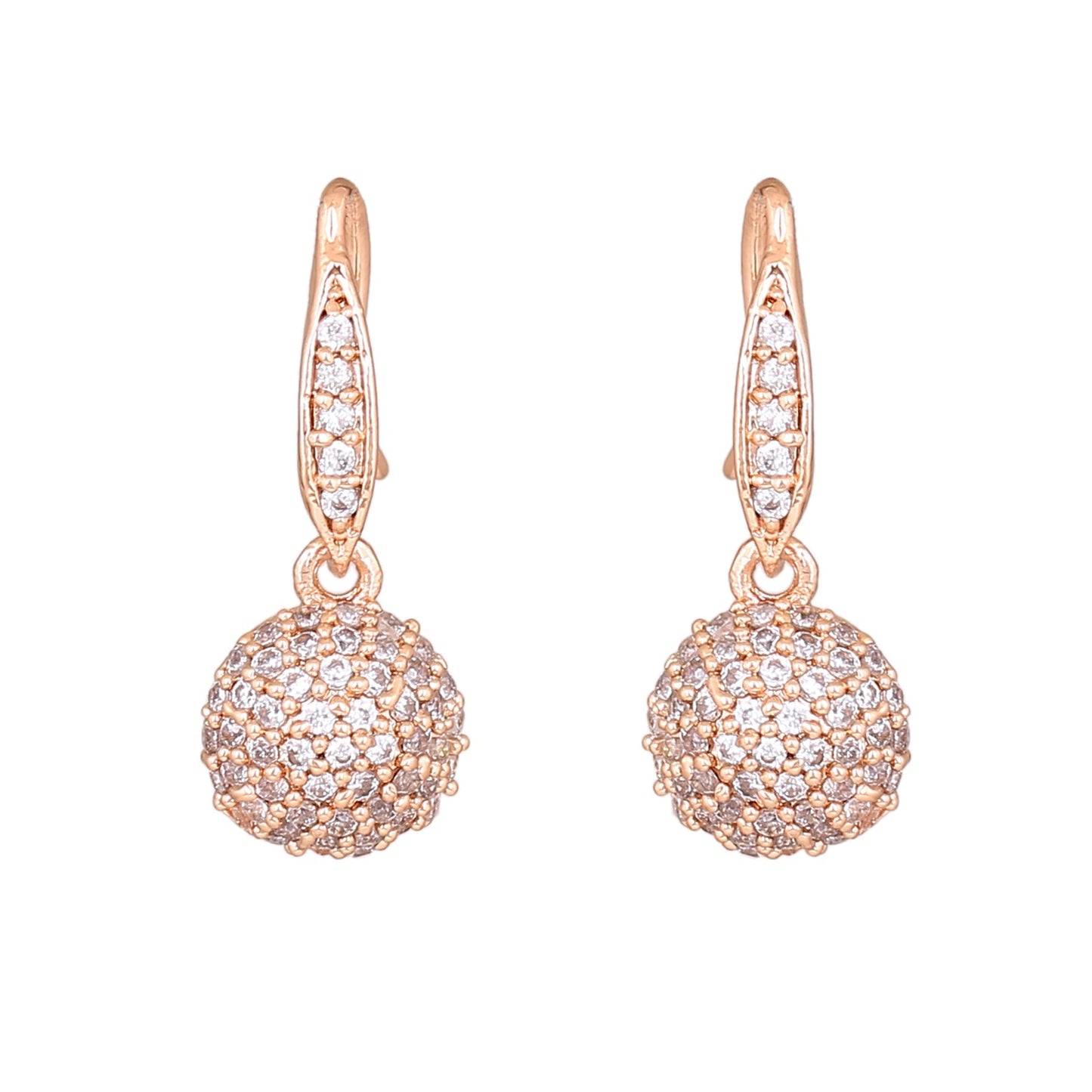 Estele Rose Gold-Polished CZ Beautiful Round Designer Mangalsutra Necklace Set with White Austrian Crystals for Women