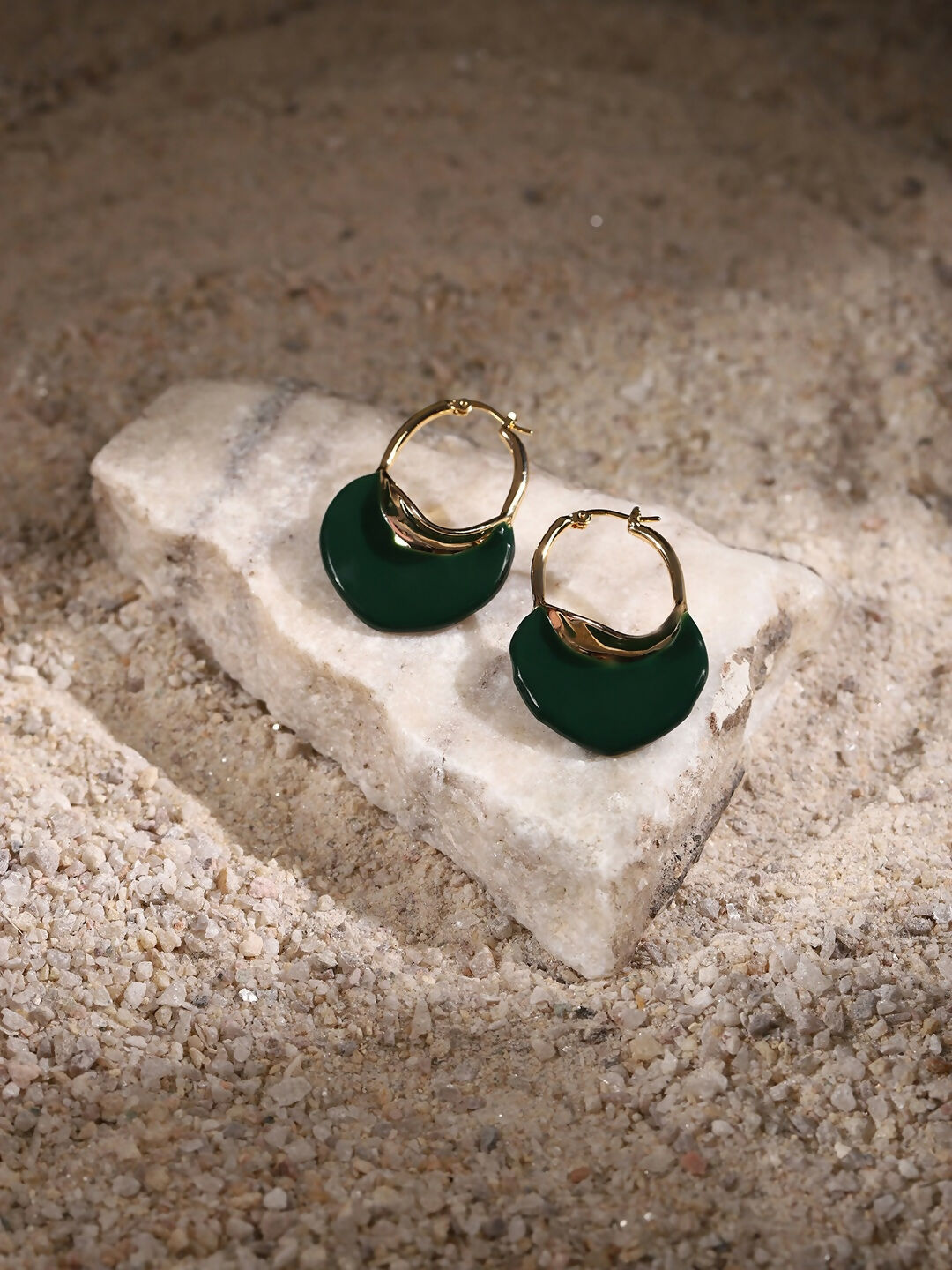 Green Mother of Pearls Stone Earrings- Ruby Raang