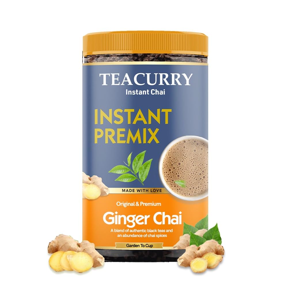 Teacurry Ginger Instant Tea Premix - Premium Ginger Premix Tea with Real Ginger
