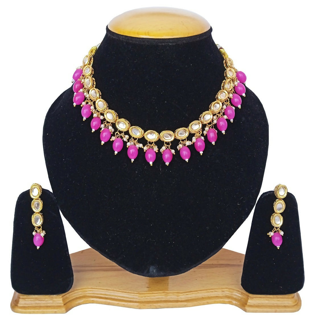 Joban Fashion pink kundan work Necklace Set