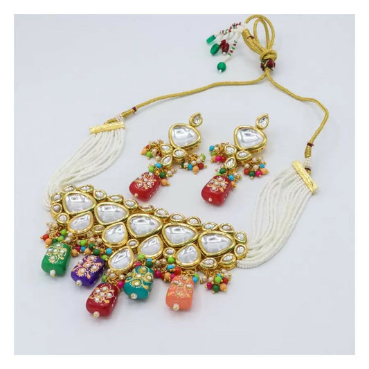 Joban Fashion Multicolor Kundan Work Necklace Set