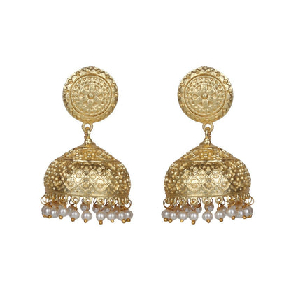 Joban Fashion Women Matte Gold Brass Jhumka