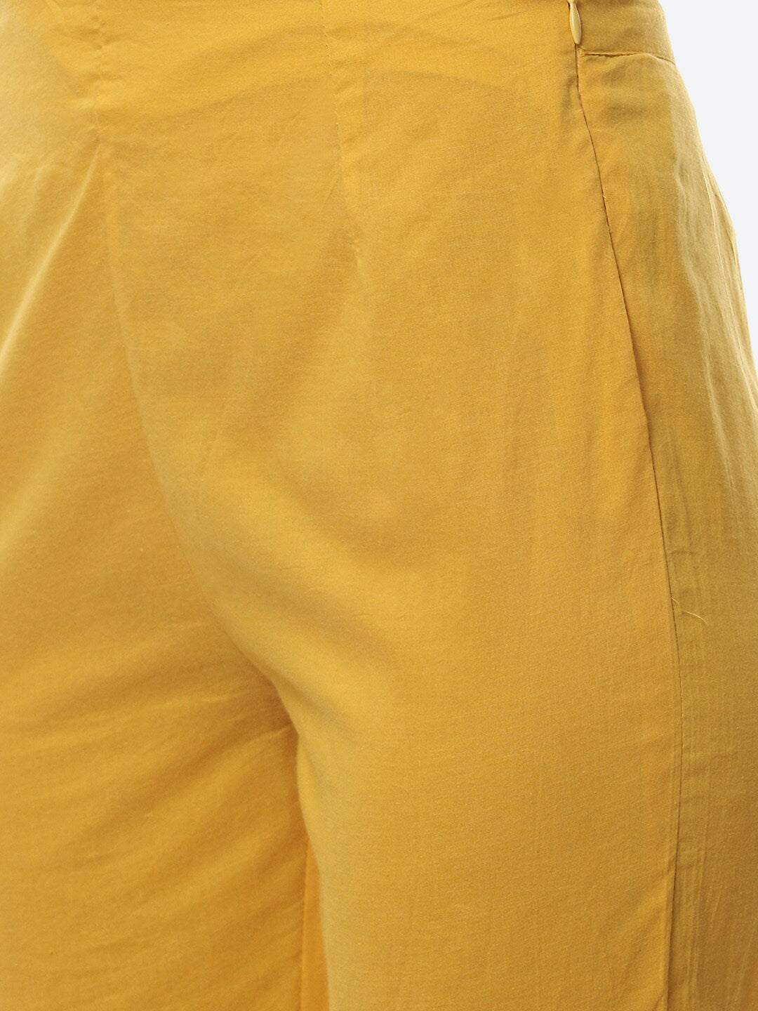 Biba Women Mustard Yellow Floral Embroidered Kurta with Trousers & With Dupatta