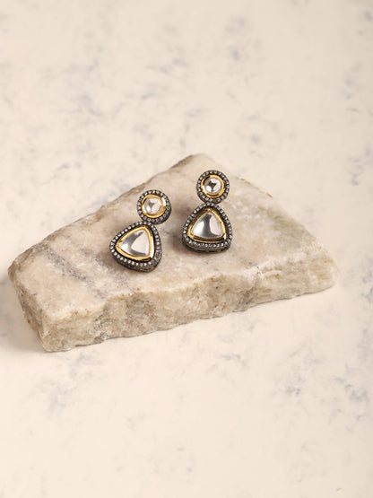 Silver-Plated Contemporary Drop Earrings - Ruby Raang