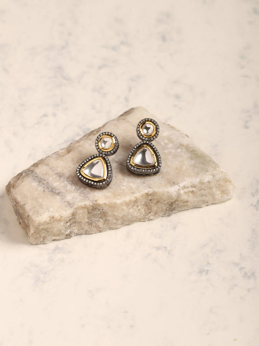 Silver-Plated Contemporary Drop Earrings - Ruby Raang