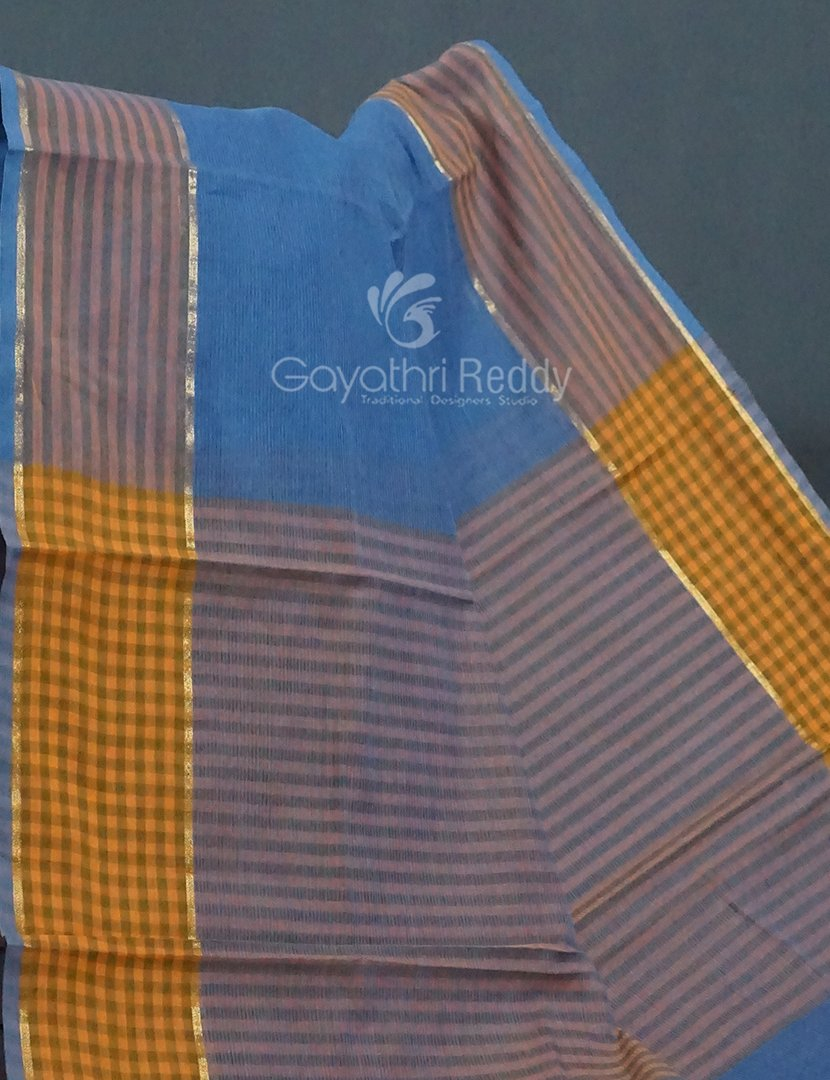Dual Shades of Blue Pure Mangalgiri Cotton By Gayathri Reddy Designer Studio