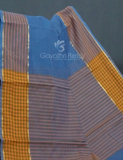 Dual Shades of Blue Pure Mangalgiri Cotton By Gayathri Reddy Designer Studio