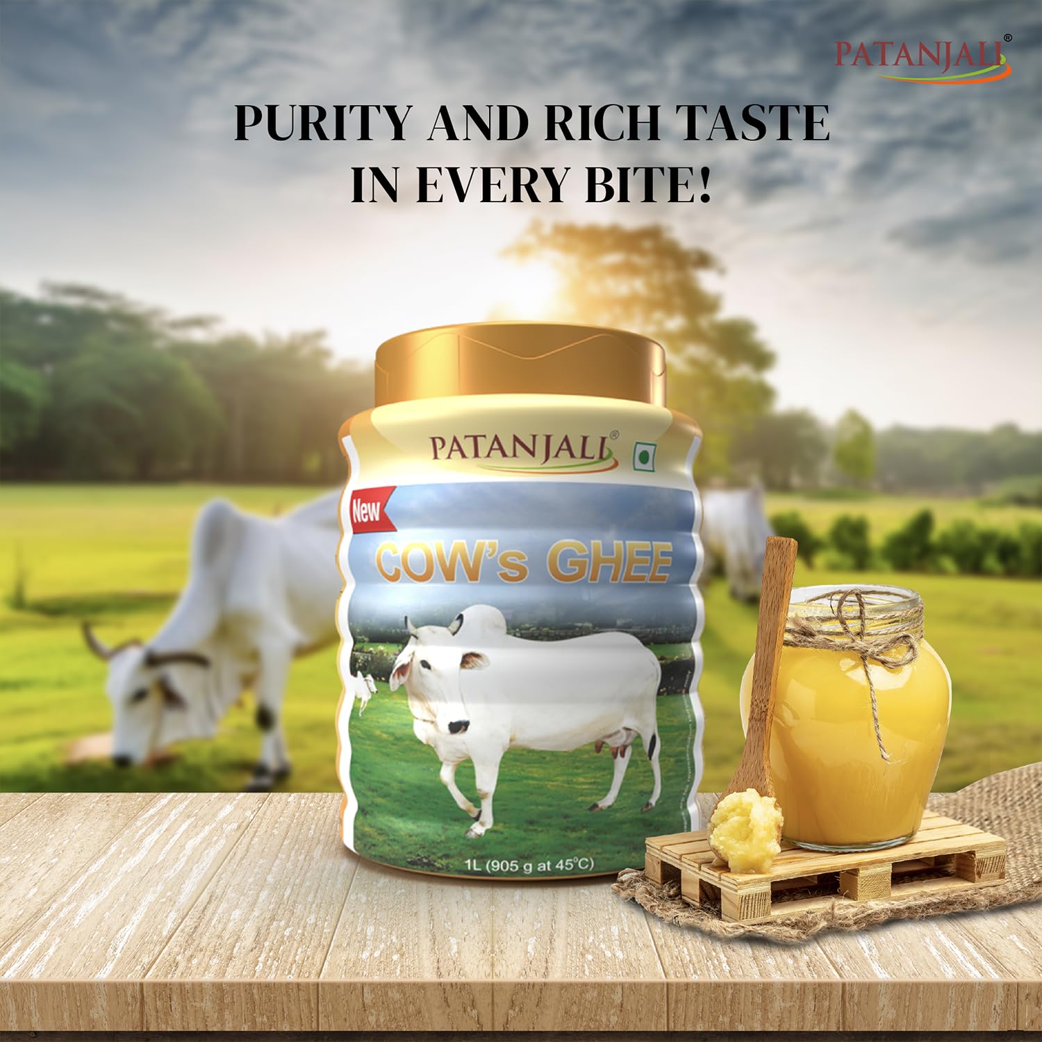 Patanjali Pure Cow Ghee Natural & Healthy, 1L