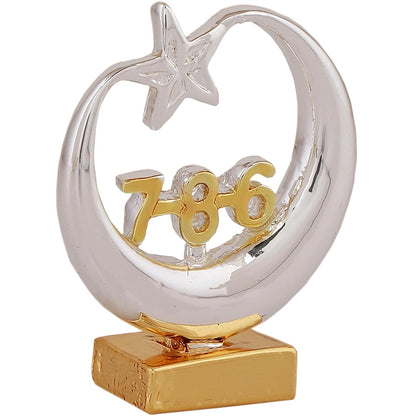 Estele Gold-Polished Spiritual 786 Chand Taara Idol for Home Decorative/ Car Dashboard