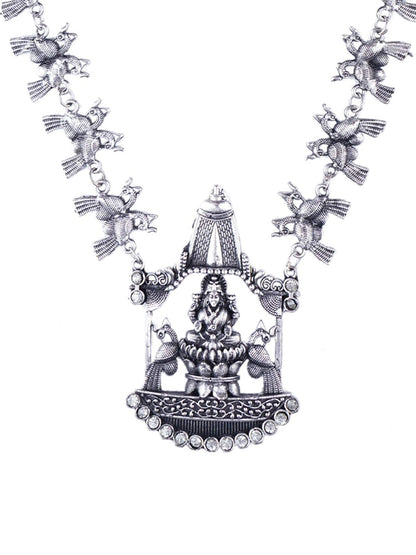 Cardinal Silver-Toned Oxidised Long Jewellery Set Jewellery Set