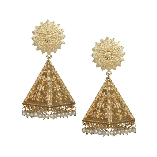Joban Fashion Women Matte Gold Brass Earrings
