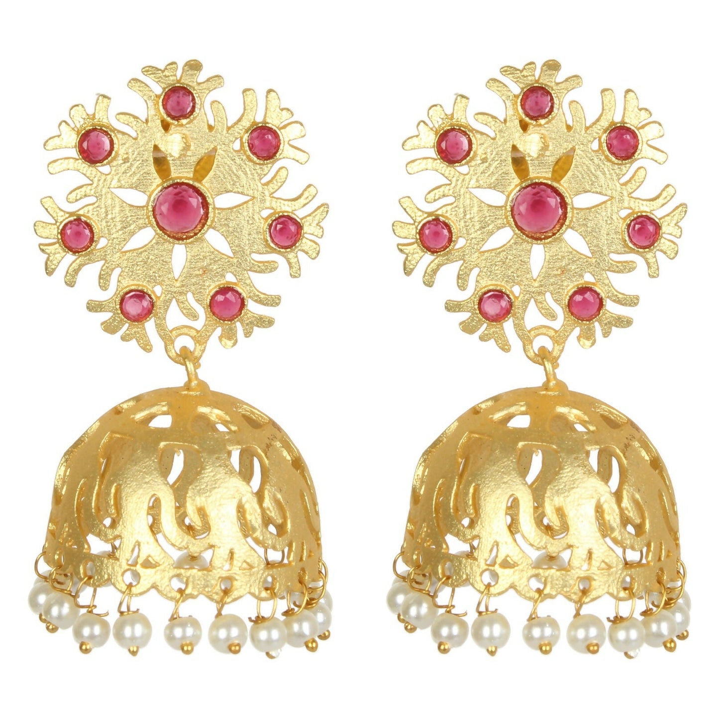 Joban Fashion Women Matte Gold Brass Jhumka