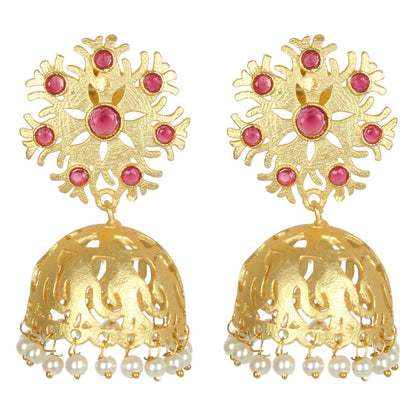 Joban Fashion Women Matte Gold Brass Jhumka