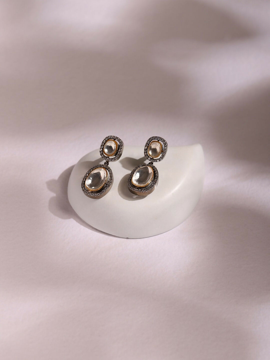 Duet Diamond & Kundan Earrings- Ruby Raang