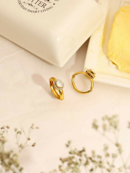 Women's Hoops Kundan Earrings - Ruby Raang