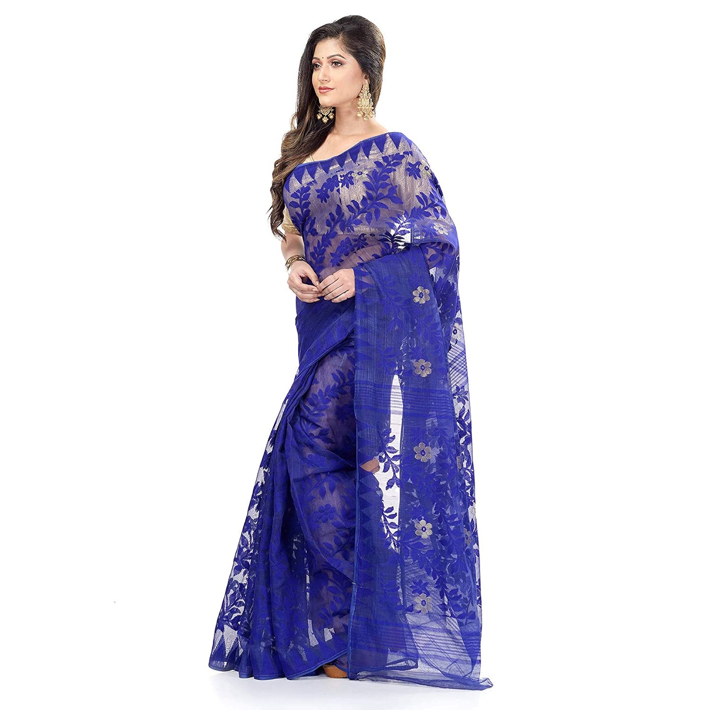 Desh Bidesh Women's Traditional Bengal Tant Handloom Dhakai Jamdani Cotton Saree