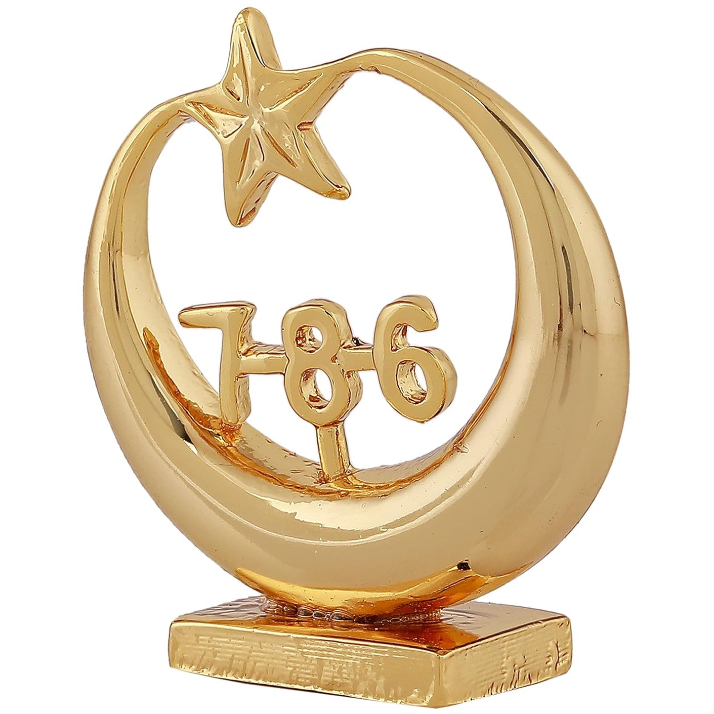 Estele Gold-Polished Spiritual 786 Chand Taara Idol for Home Decorative/ Car Dashboard