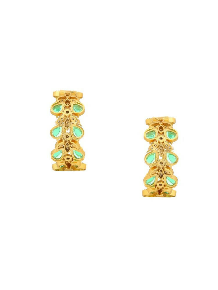 Women's Natural Green Stone with Moissanite Diamond earrings - Ruby Raang