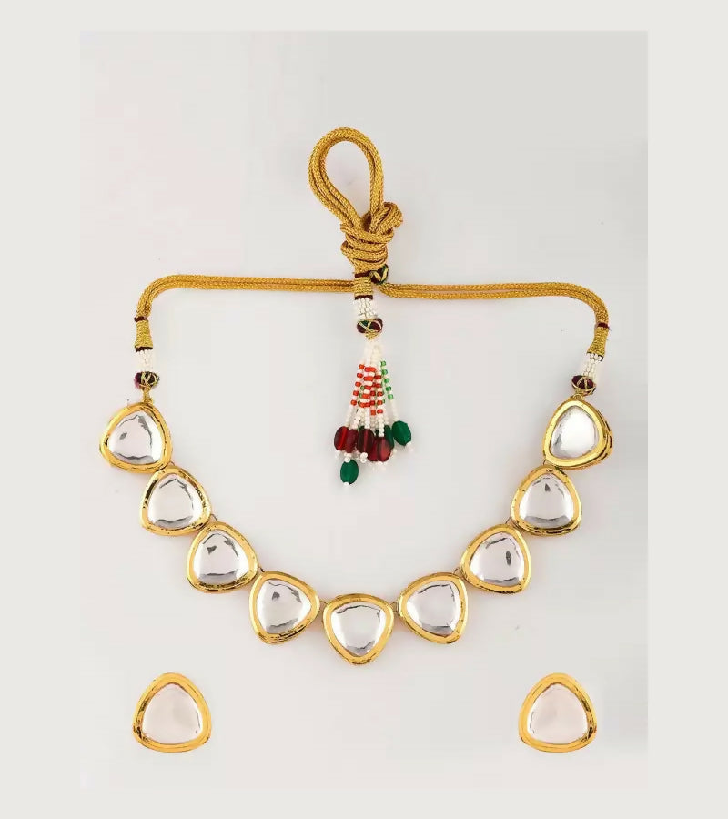 Joban Fashion White Kundan Work Necklace Set