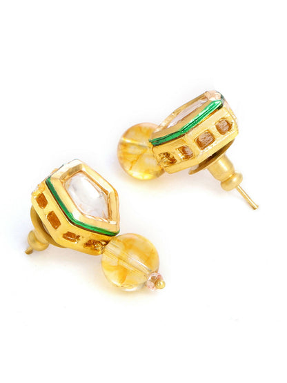 Ruby Raang Yellow Citrine Kundan Studs