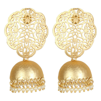 Joban Fashion Women Matte Gold Brass Jhumka