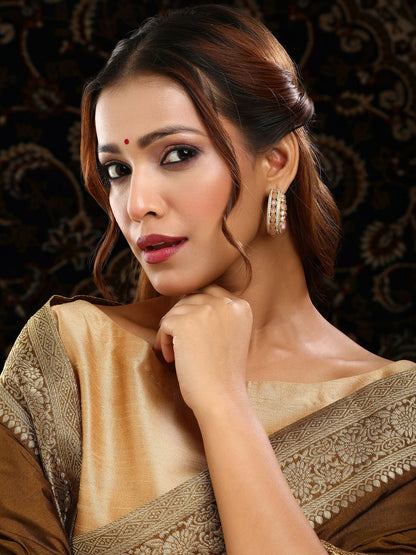 Ruby Raang Gold Polished Peach Round Kundan Loops