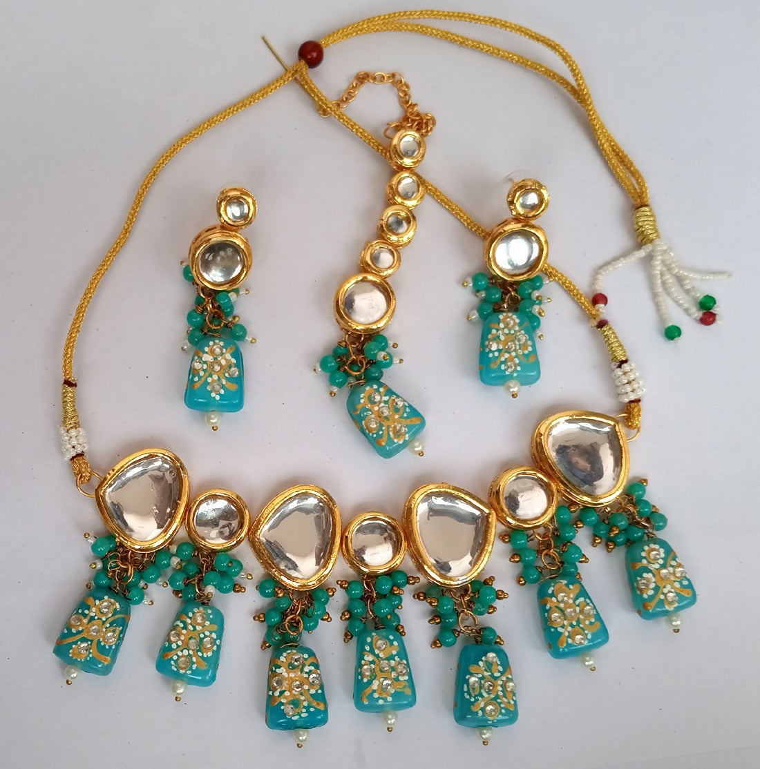 Joban Fashion Green Kundan Work Necklace Set