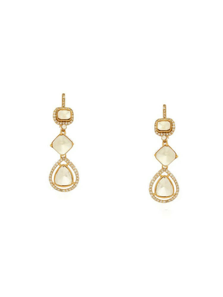 Women's Long Kundan Earrings - Ruby Raang