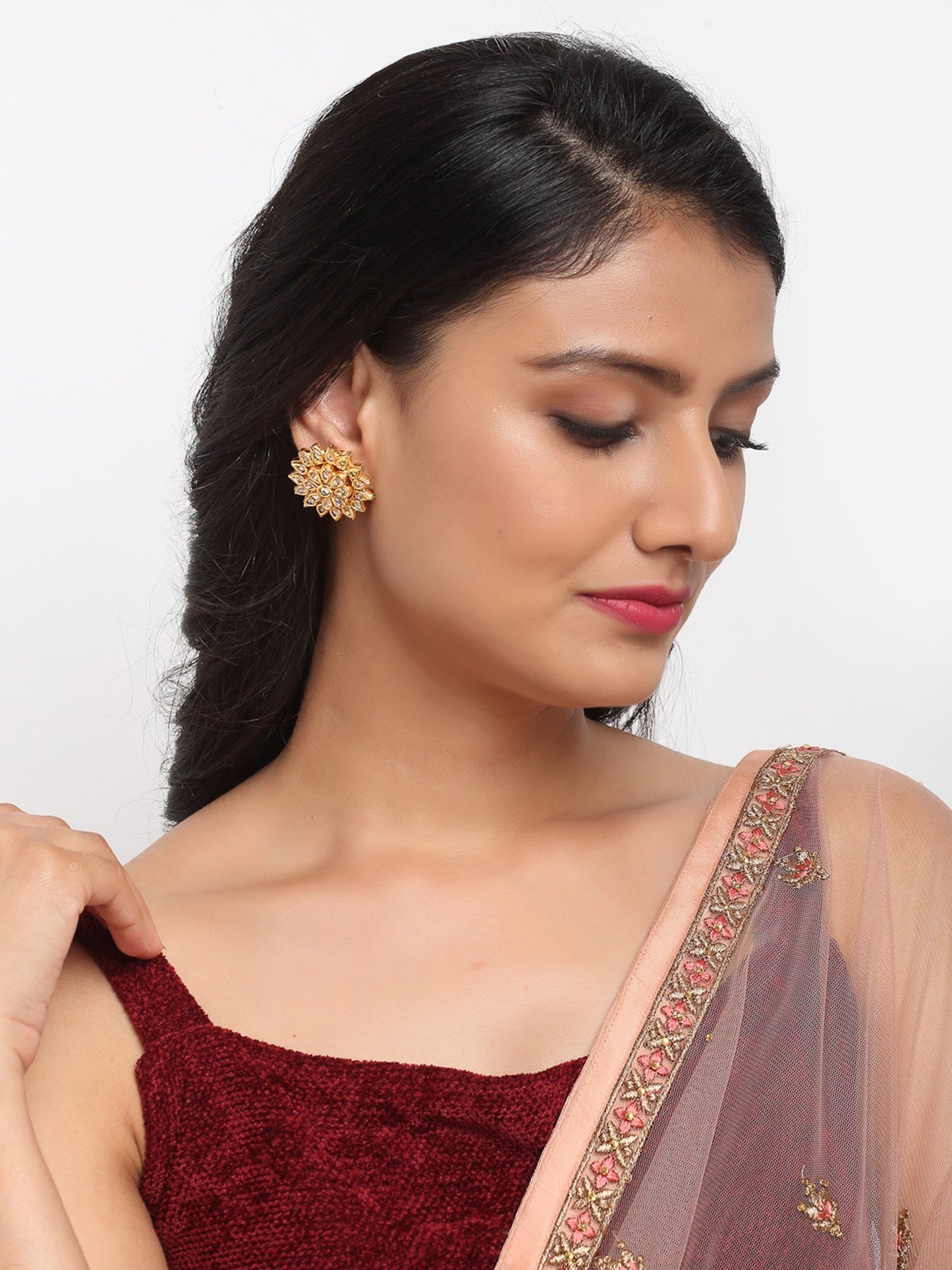 Kundan Studs - Ruby Raang