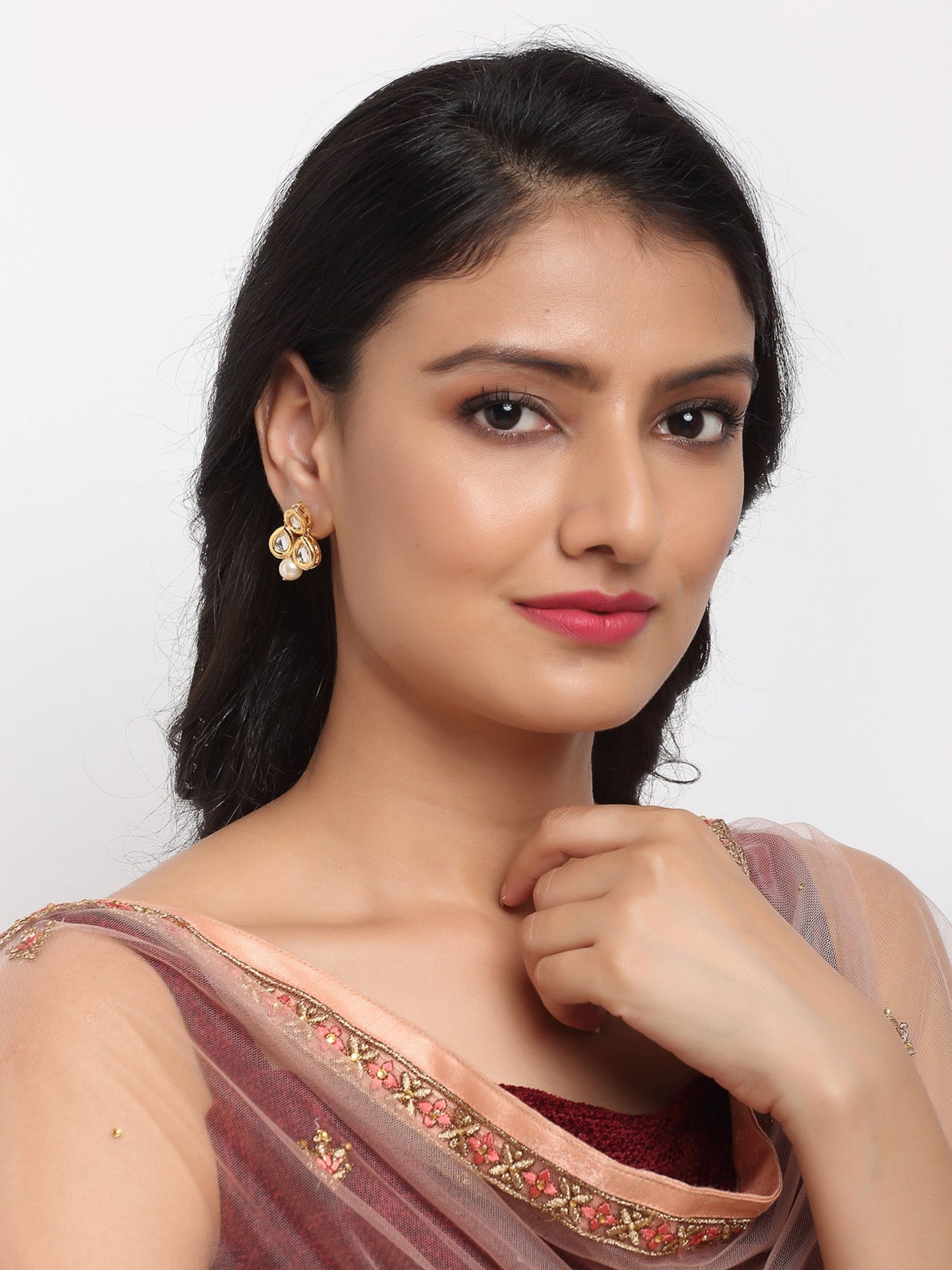 Kundan Studs - Ruby Raang