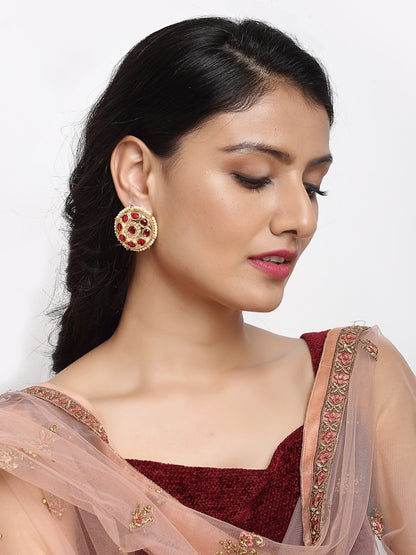 Kundan & Pearl Studs - Ruby Raang