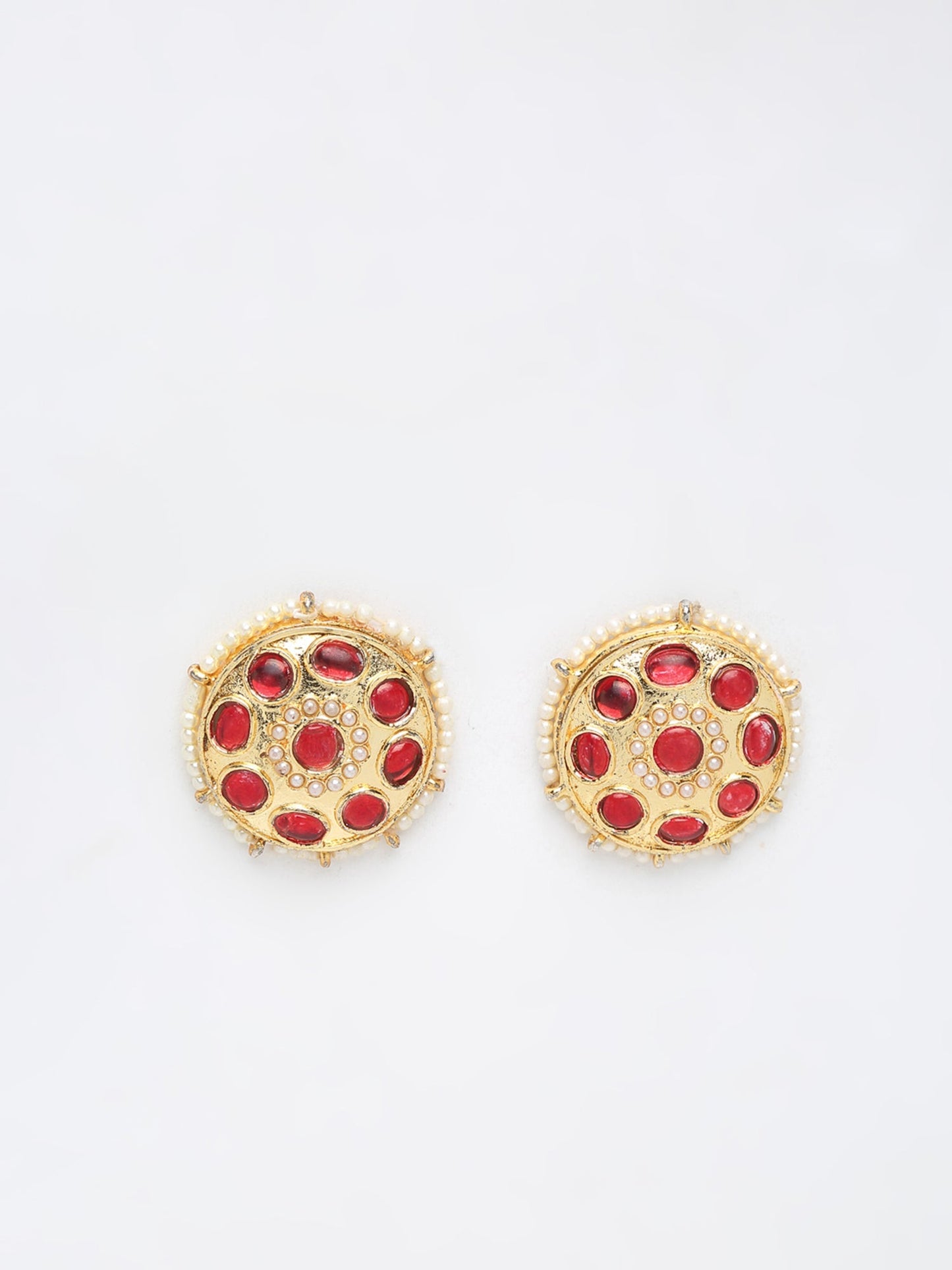 Kundan & Pearl Studs - Ruby Raang