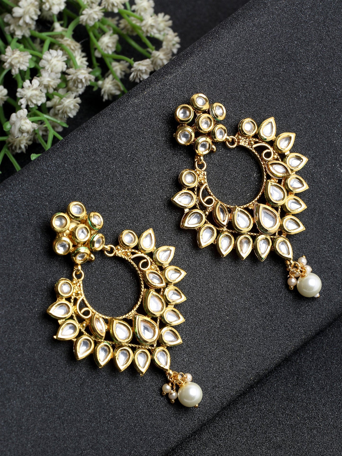 Kundan Earrings - Ruby Raang