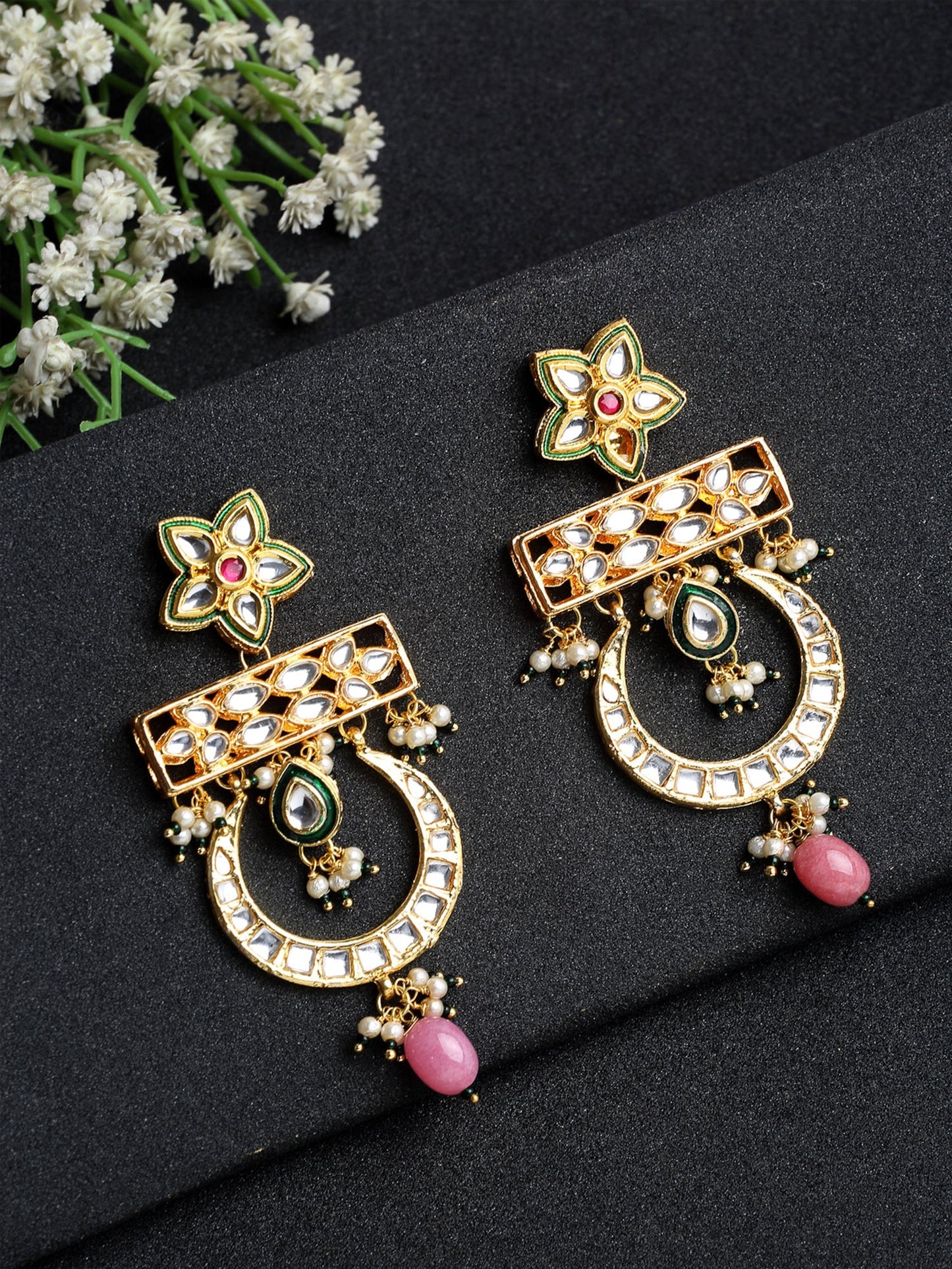 Kundan Earrings - Ruby Raang