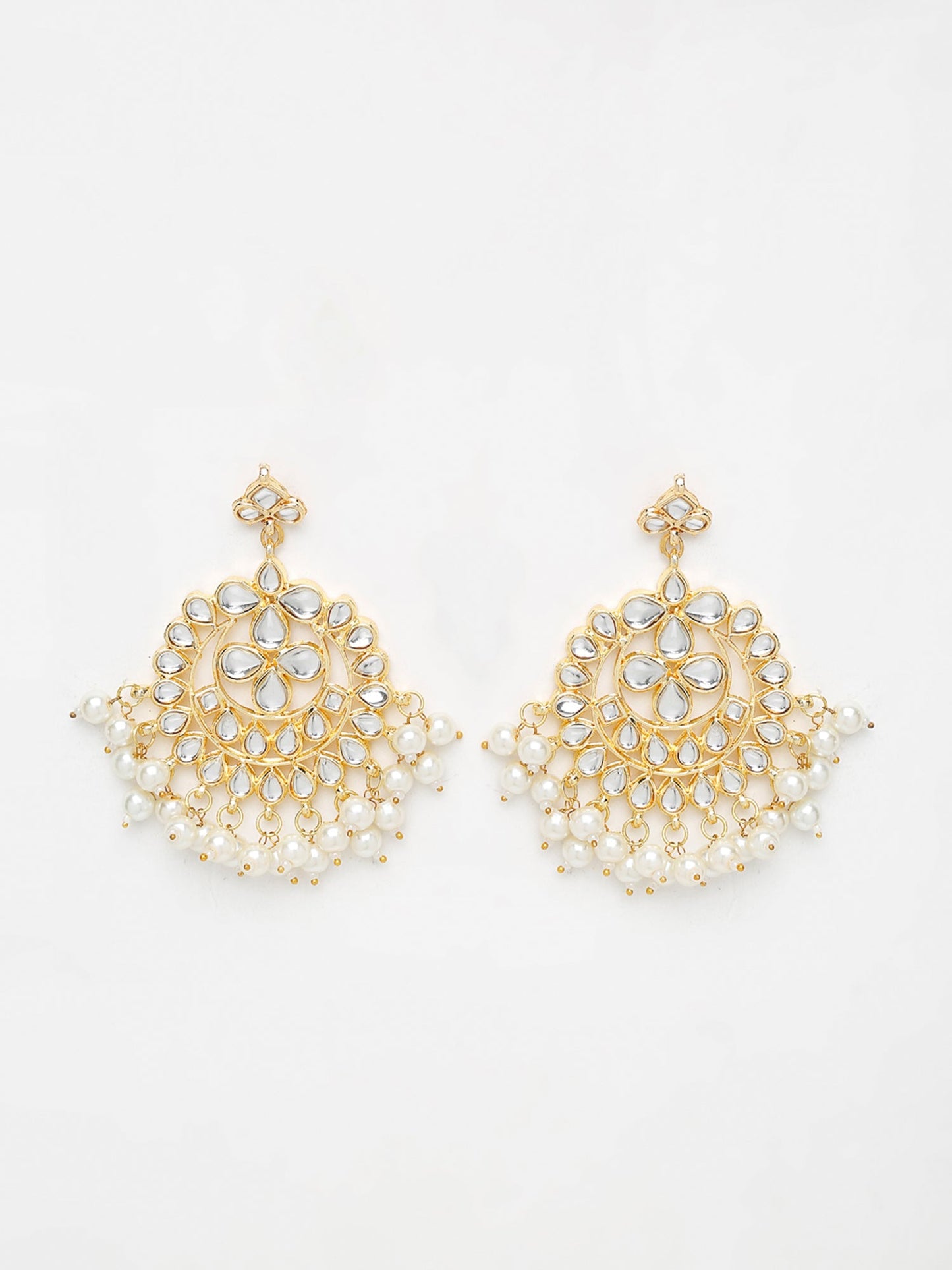 Kundan & Pearl Earrings - Ruby Raang