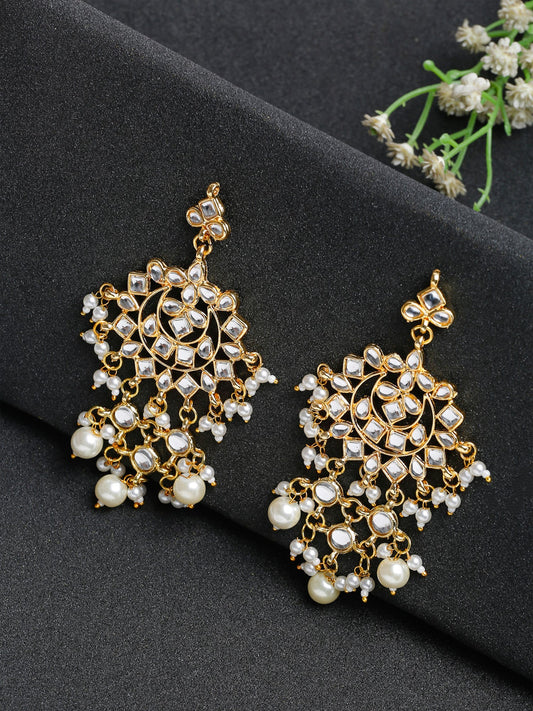 Kundan & Pearl Earrings - Ruby Raang