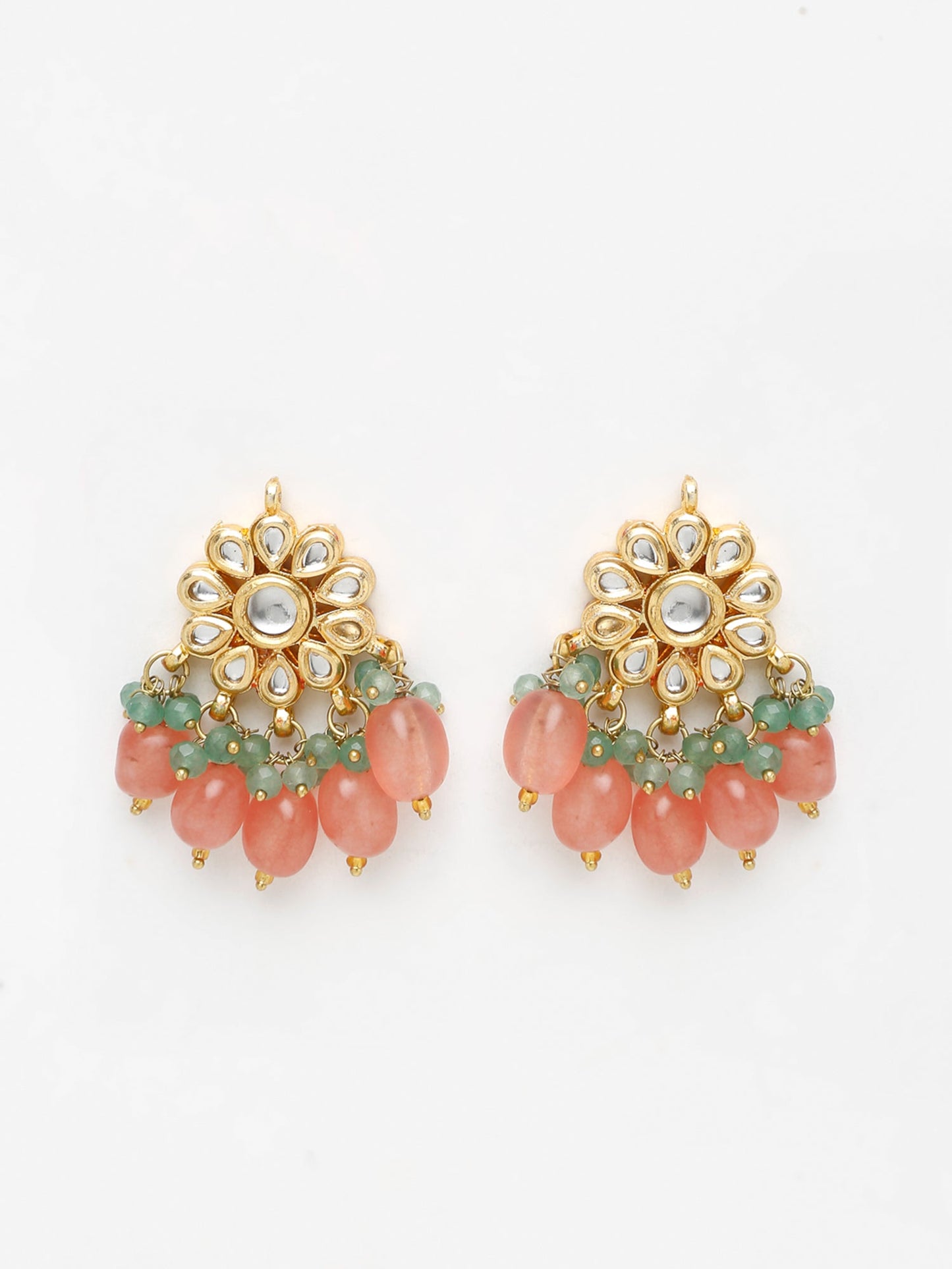 Stone Kundan Earrings - Ruby Raang