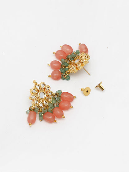 Stone Kundan Earrings - Ruby Raang